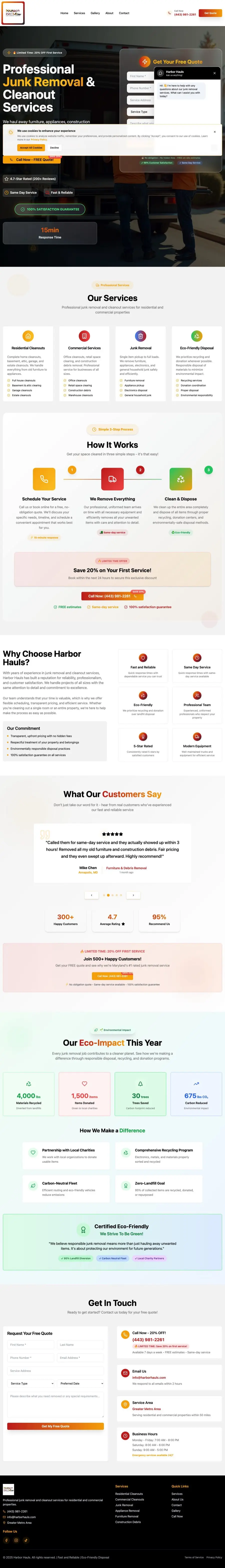 Harbor Hauls website, full page