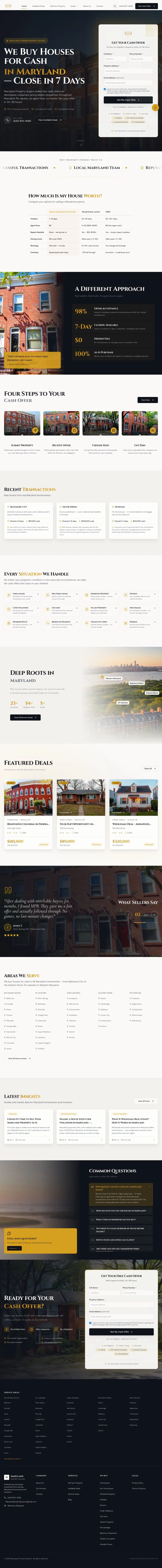 Maryland Property Buyers website, full page